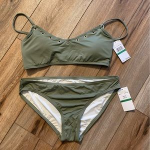 New With Tags Michael Kors L Army Green 2 Piece Banded Bikini Swim Suit